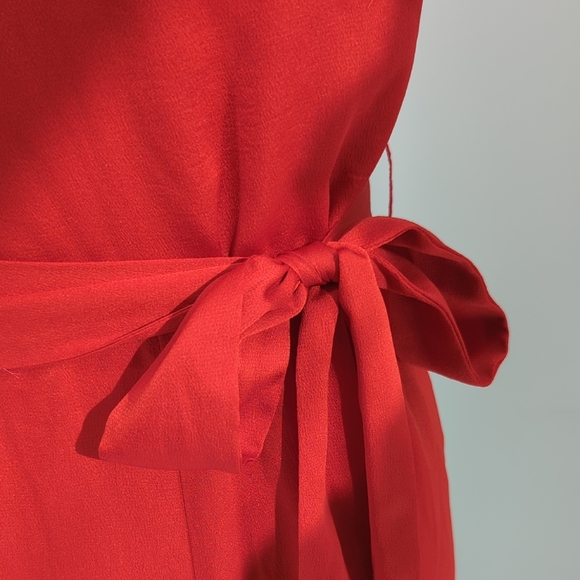 00672 Dress the Population Satin Wide Leg Jumpsuit Red sz Small party cocktail - Picture 5 of 7